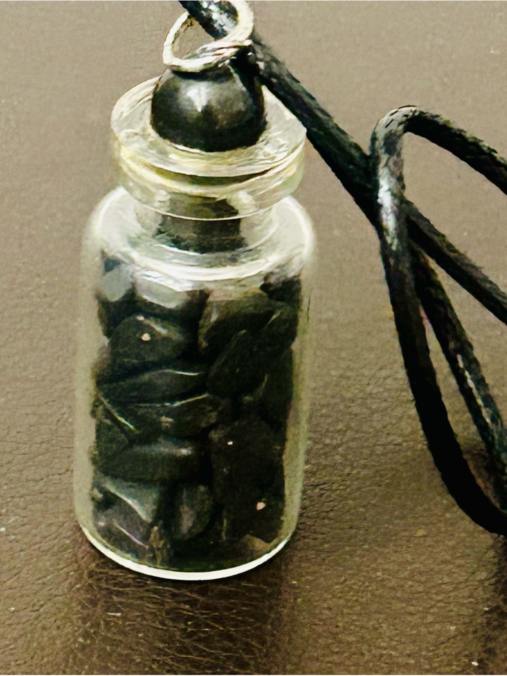 Obsidian Glass Vial Necklace